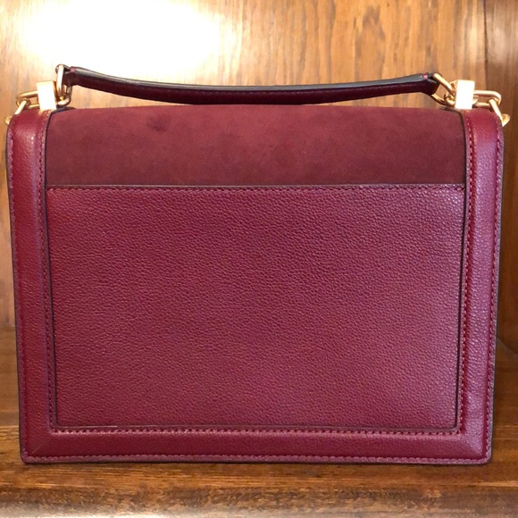 NWT-Kate Spade-Deco Pebbled Leather & Suede-Chain Shoulder Bag-Cherry Juice-$358 - Picture 5 of 16